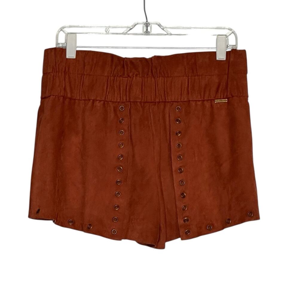 Le Lis Blanc brown faux suede studded pull on shorts size 40 - XL